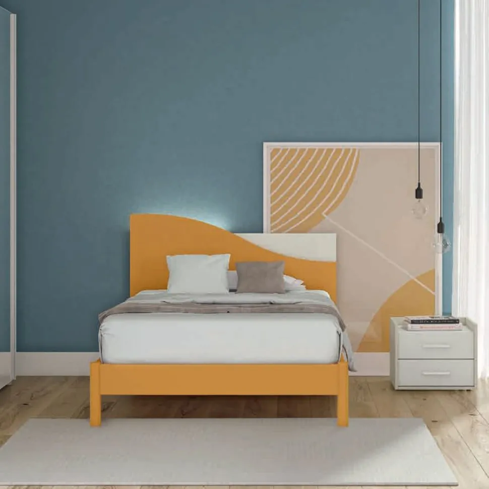 Letto a Una Piazza e Mezza Rise - Colori, Finiture e sistema Contenitore Opzionale