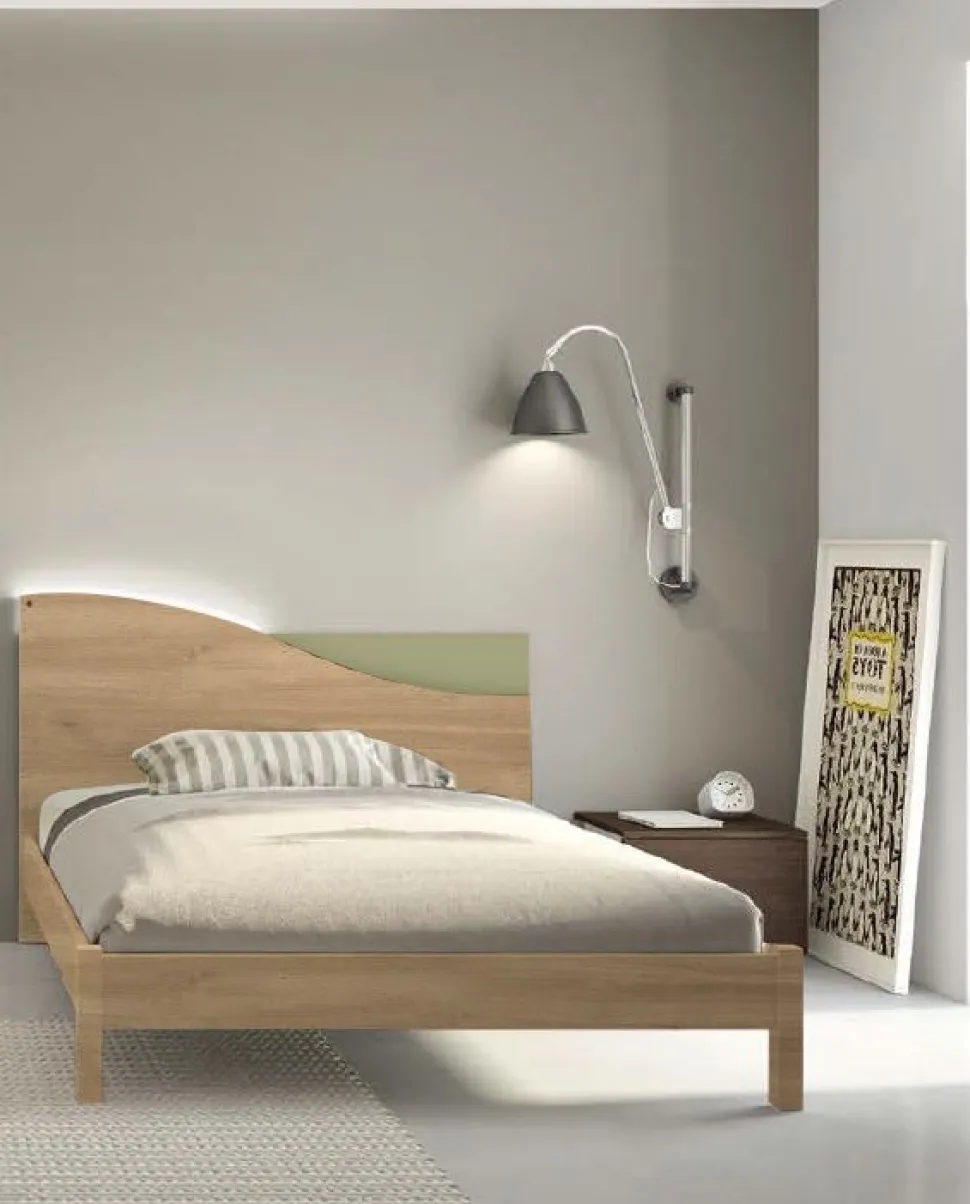 Letto a Una Piazza e Mezza Rise - Colori, Finiture e sistema Contenitore Opzionale