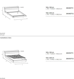 Letto con inserto colorato sulla testiera matrimoniale Jolly disponibile in 2 misure e vari colori