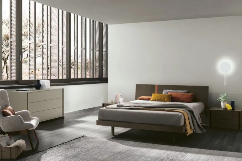 Letto con inserto in tessuto matrimoniale Dorian disponibile in 2 misure e vari colori