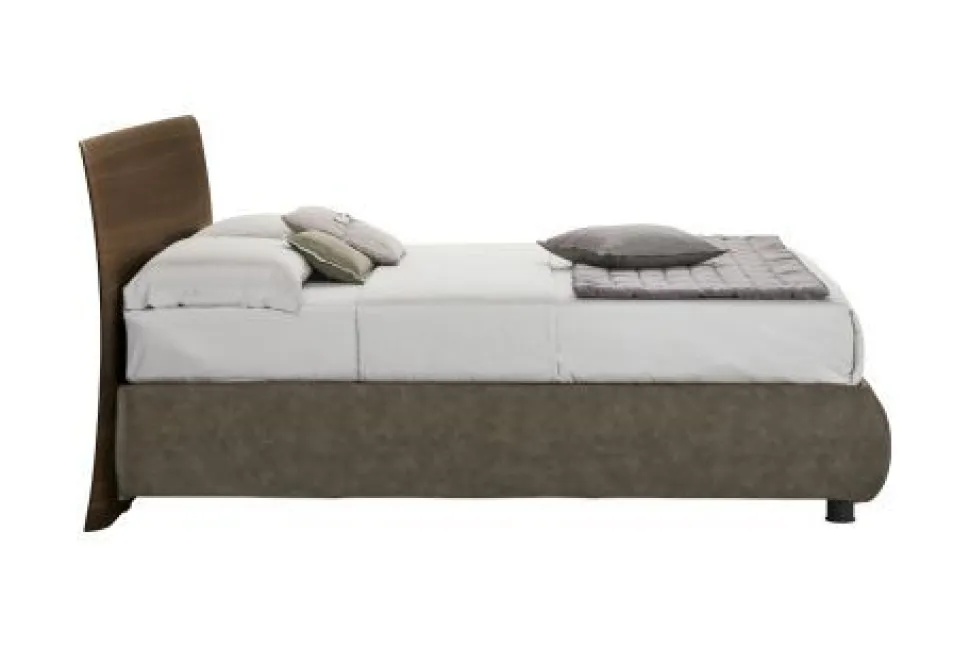 Letto contenitore con testiera curva e giroletto imbottito matrimoniale Ronald disponibile in 2 misure e vari colori