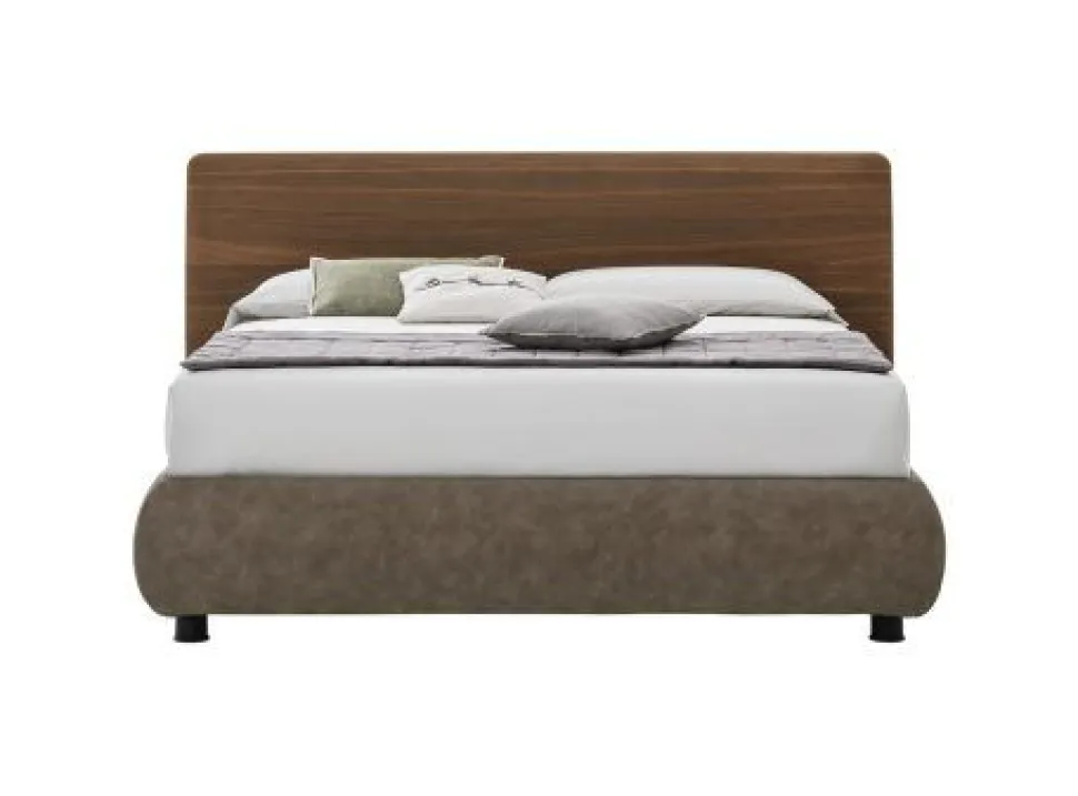 Letto contenitore con testiera curva e giroletto imbottito matrimoniale Ronald disponibile in 2 misure e vari colori