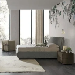 Letto contenitore matrimoniale imbottito in tessuto Blich disponibile in 2 misure e vari colori