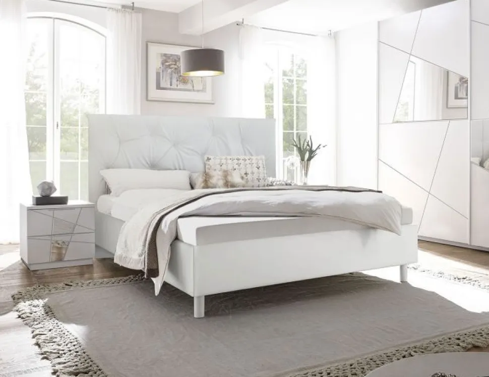 Letto contenitore matrimoniale Bianco Frassino Vittoria linea Essenza