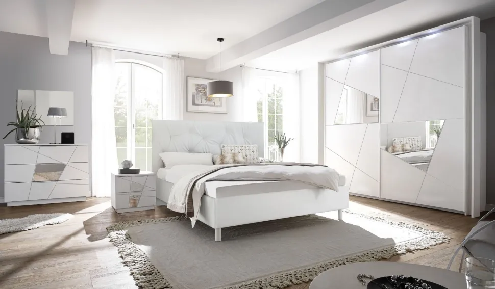 Letto contenitore matrimoniale Bianco Frassino Vittoria linea Essenza
