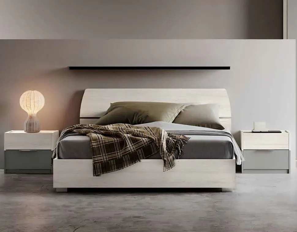Letto contenitore matrimoniale con doppio pannello Eko disponibile in 2 misure e vari colori