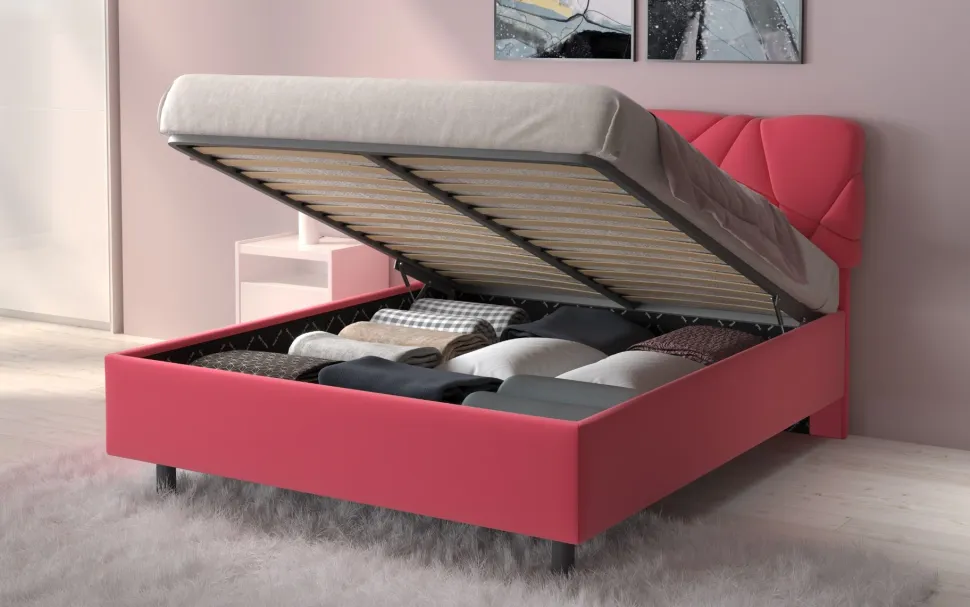 Letto contenitore matrimoniale Pop in Lycra disponibile in 4 colori