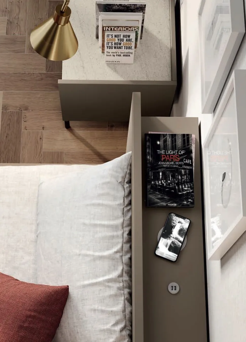 Letto contenitore matrimoniale con alloggiamento posteriore modello Teseo linea Lotto
