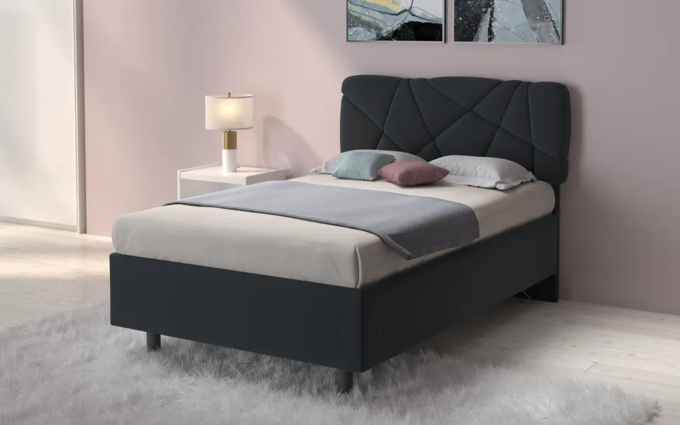 Letto contenitore Pop una piazza e mezza in Lycra disponibile in 6 colori