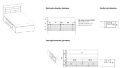 Letto contenitore singolo Blu imbottito con testiera contenitiva disponibile in vari colori e misure