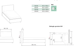 Letto contenitore singolo Blu imbottito con testiera contenitiva disponibile in vari colori e misure