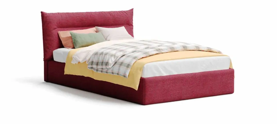 Letto contenitore una piazza e mezzo Nadine imbottito in tessuto linea Colorfull