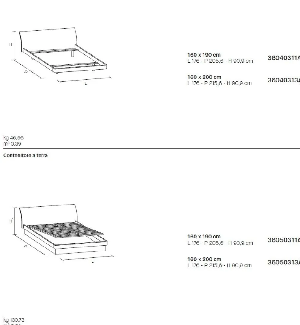 Letto con testiera curva matrimoniale Natan disponibile in 2 misure vari colori
