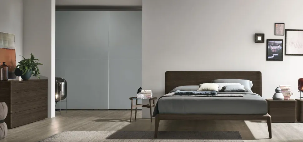 Letto con testiera curva matrimoniale Ronald disponibile in 2 misure e vari colori