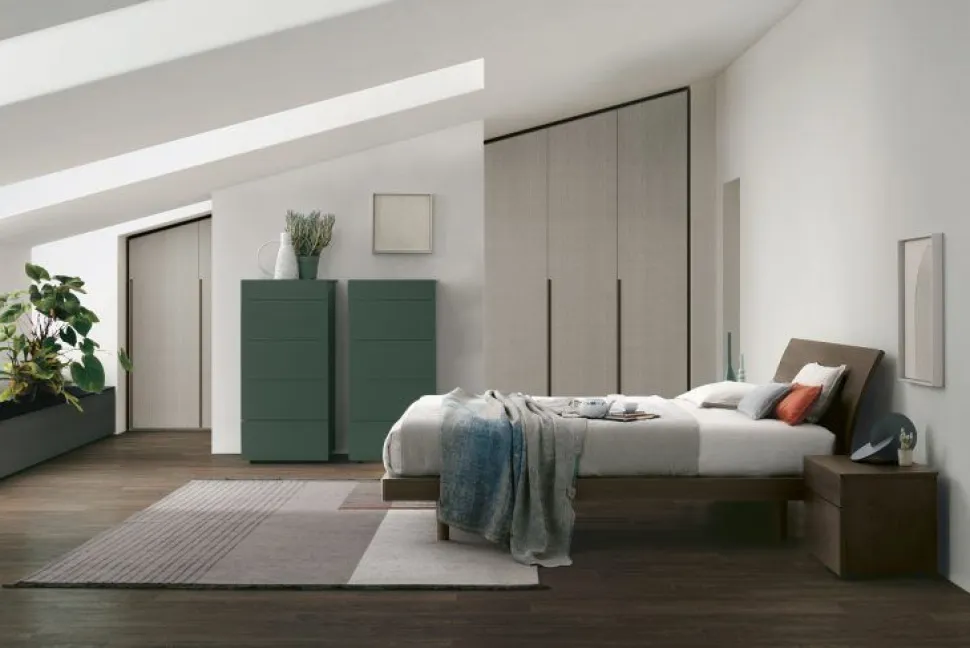 Letto con testiera curva matrimoniale Cleopatra disponibile in 2 misure e vari colori