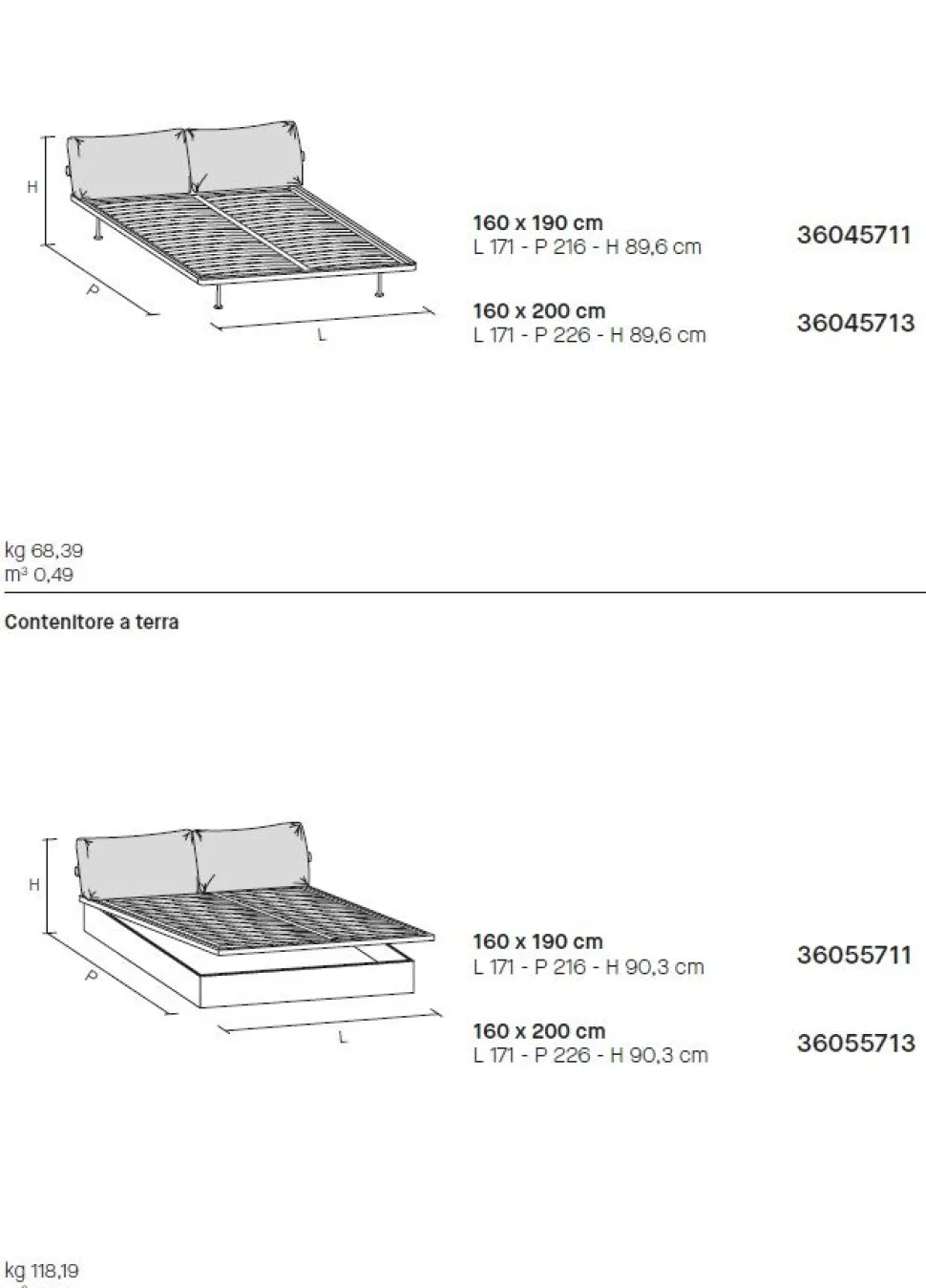 Letto con testiera imbottita matrimoniale Panama disponibile in 2 misure e vari colori
