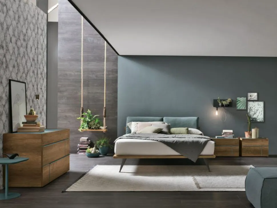 Letto con testiera imbottita matrimoniale Panama disponibile in 2 misure e vari colori