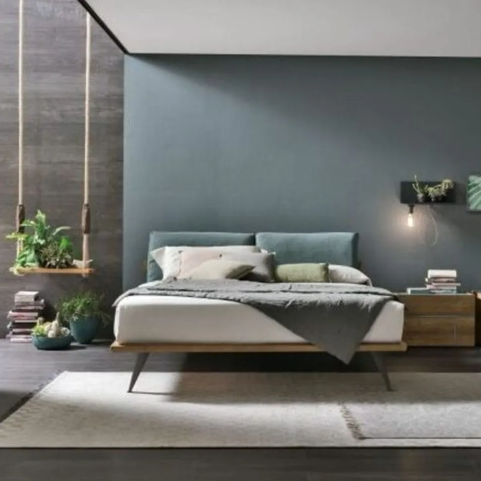 Letto con testiera imbottita matrimoniale Panama disponibile in 2 misure e vari colori