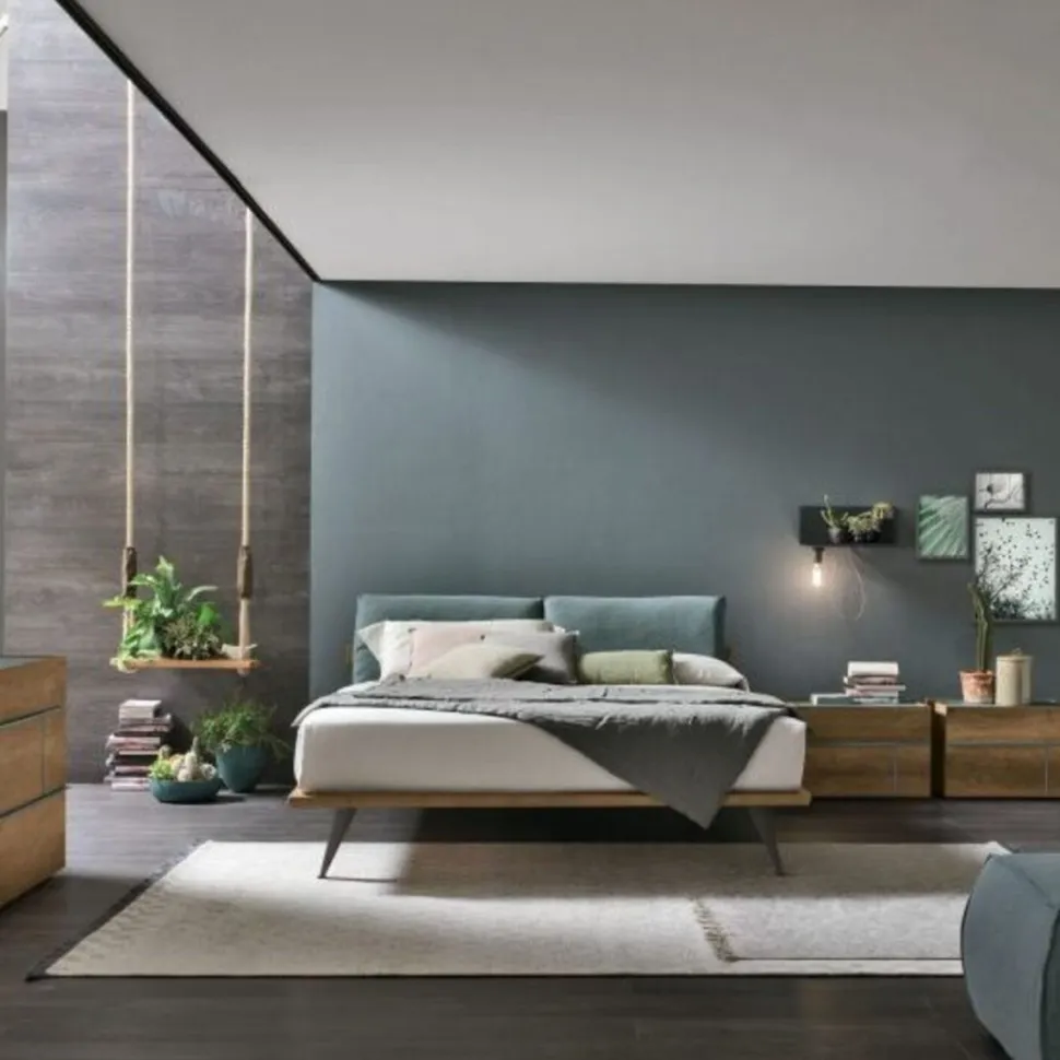 Letto con testiera imbottita matrimoniale Panama disponibile in 2 misure e vari colori