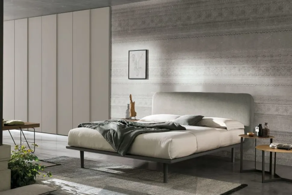 Letto con testiera imbottita matrimoniale Silvia disponibile in 2 misure e vari colori