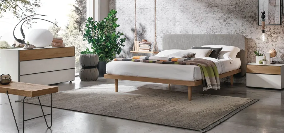 Letto con testiera imbottita matrimoniale Silvia disponibile in 2 misure e vari colori