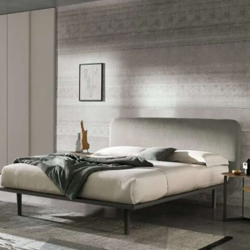Letto con testiera imbottita matrimoniale Silvia disponibile in 2 misure e vari colori