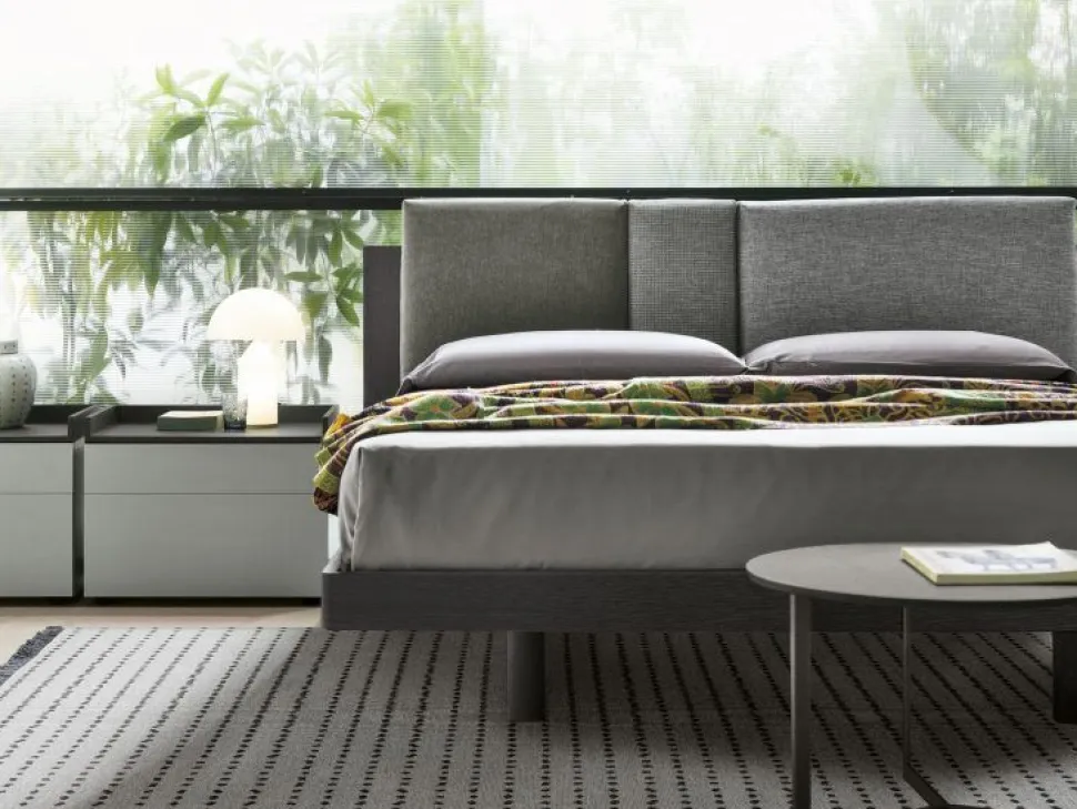 Letto con testiera imbottita a 3 cuscini matrimoniale Nico03 disponibile in 2 misure e vari colori