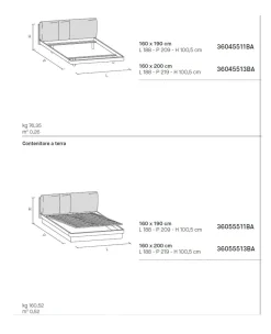 Letto con testiera imbottita a 3 cuscini matrimoniale Nico03 disponibile in 2 misure e vari colori