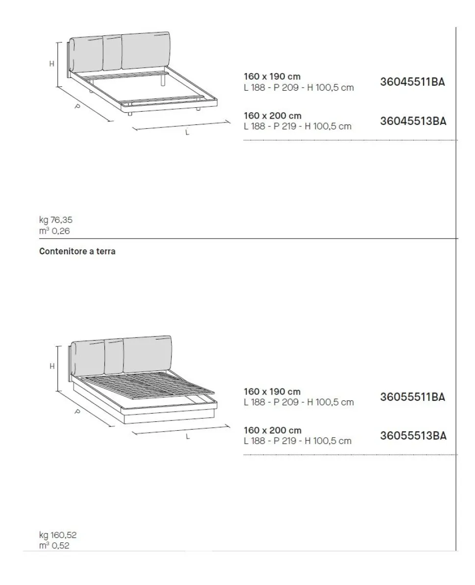 Letto con testiera imbottita a 3 cuscini matrimoniale Nico03 disponibile in 2 misure e vari colori