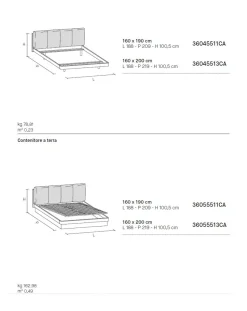 Letto con testiera imbottita a 4 cuscini matrimoniale Nico04 disponibile in 2 misure e vari colori