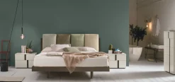 Letto con testiera imbottita a 4 cuscini matrimoniale Nico04 disponibile in 2 misure e vari colori