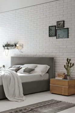 Letto con testiera sottile imbottito matrimoniale Brooklyn disponibile in 2 misure vari colori