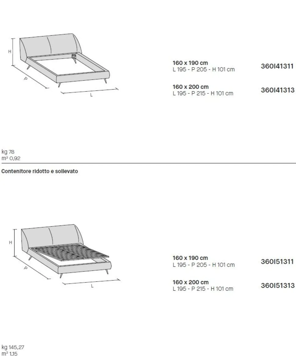Letto imbottito in tessuto matrimoniale Milano disponibile in 2 misure e vari colori