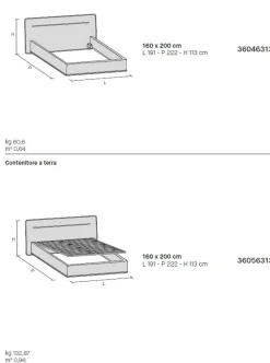 Letto imbottito in tessuto matrimoniale Task disponibile in vari colori