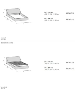 Letto imbottito in tessuto matrimoniale Glam disponibile in 2 misure vari colori
