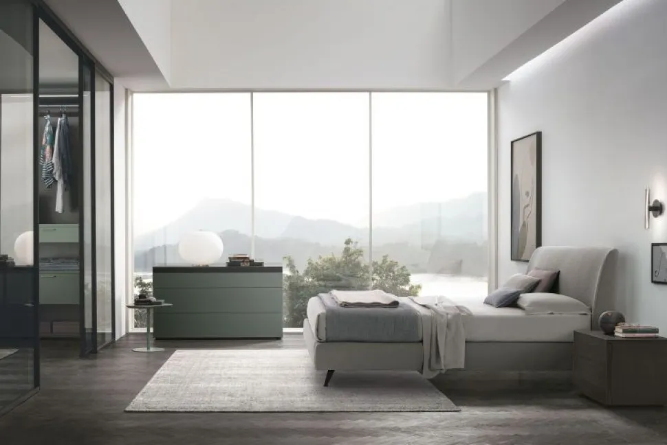 Letto in tessuto imbottito matrimoniale Delia disponibile in 2 misure e vari colori