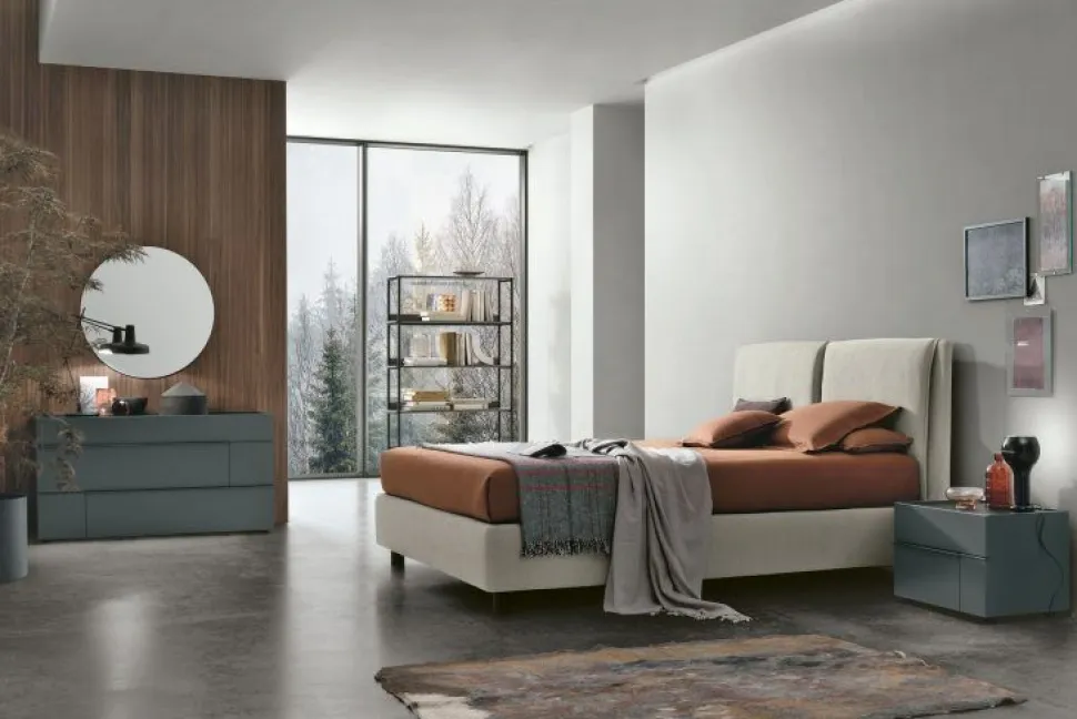 Letto in tessuto imbottito matrimoniale Gemma disponibile in 2 misure e vari colori