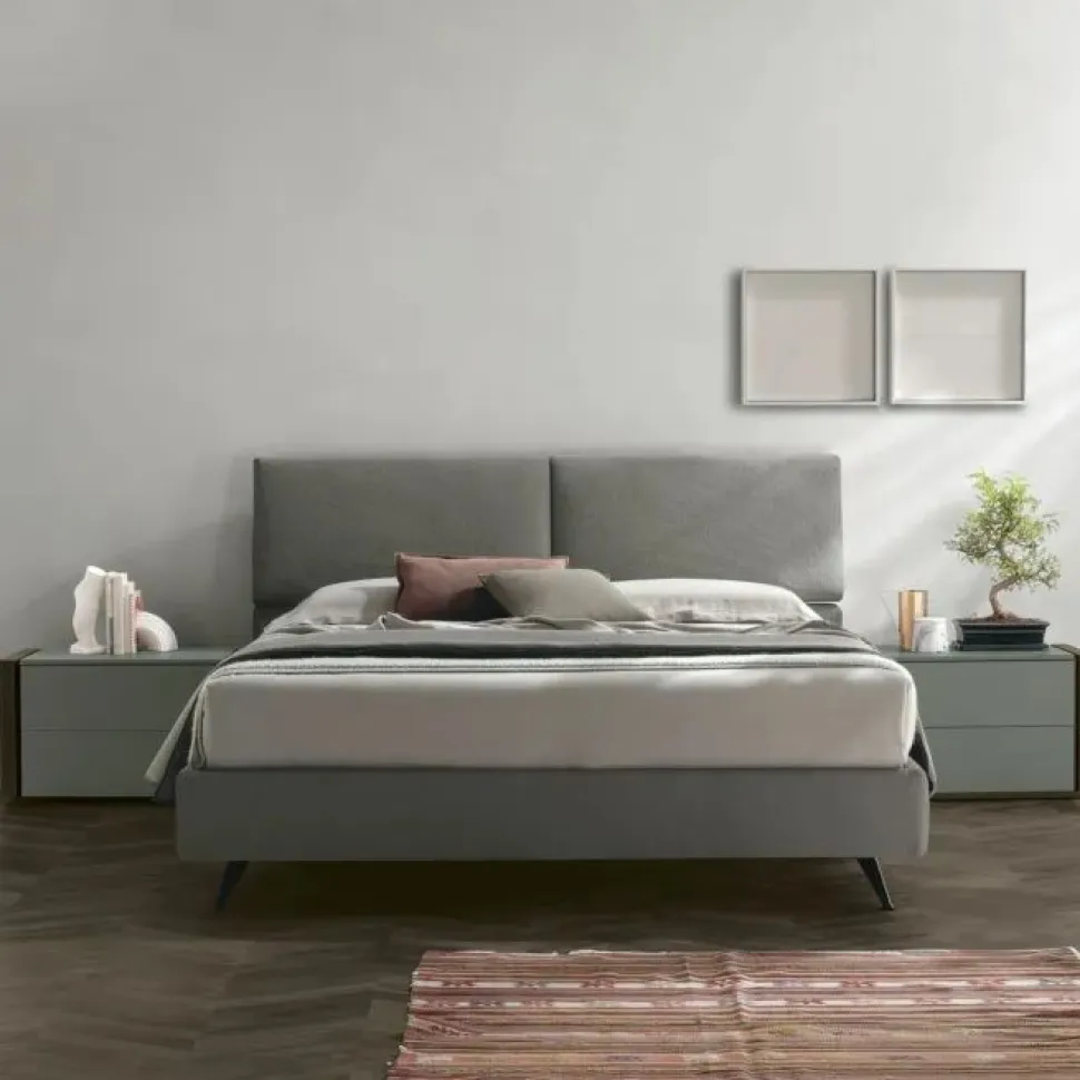 Letto in tessuto imbottito matrimoniale con testiera reclinabile disponibile in 2 misure e vari colori