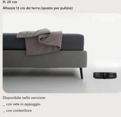 Letto in tessuto imbottito matrimoniale con testiera reclinabile disponibile in 2 misure e vari colori