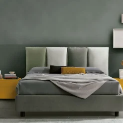 Letto in tessuto imbottito matrimoniale Alessio disponibile in 2 misure e vari colori
