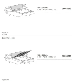 Letto in tessuto imbottito matrimoniale con cuscini reclinabili e comodini integrati Amedeo disponibile in vari colori