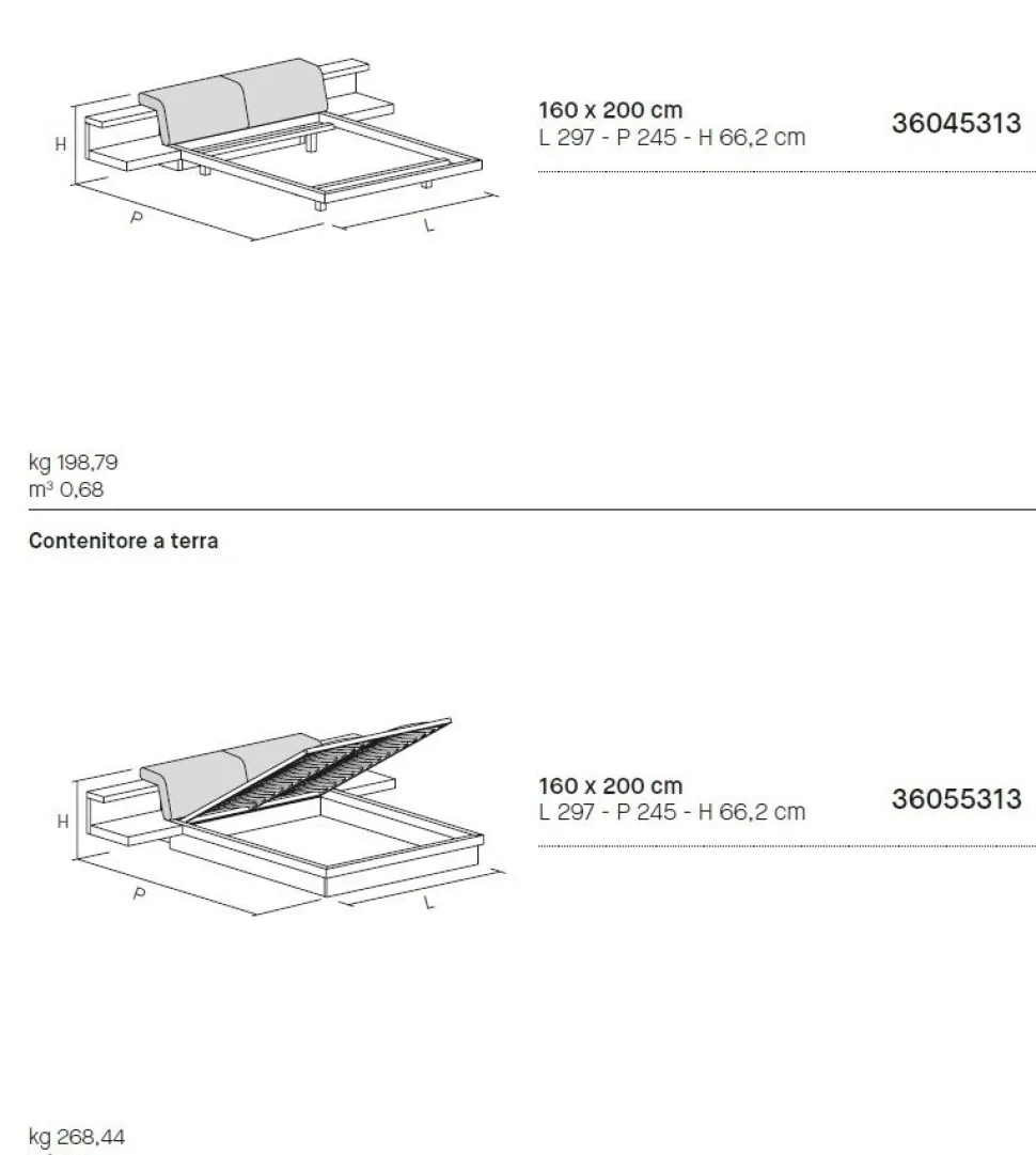 Letto in tessuto imbottito matrimoniale con cuscini reclinabili e comodini integrati Amedeo disponibile in vari colori