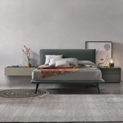 Letto in tessuto imbottito matrimoniale Jerry disponibile in 2 misure e vari colori