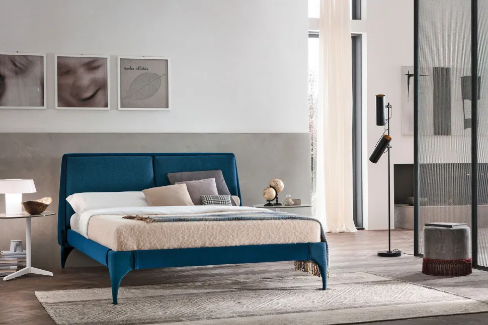 Letto matrimoniale Angel linea Dreamer in finitura Blu