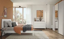 Letto matrimoniale Bianco Opaco con testiera curva Lay disponibile in 13 colorazioni