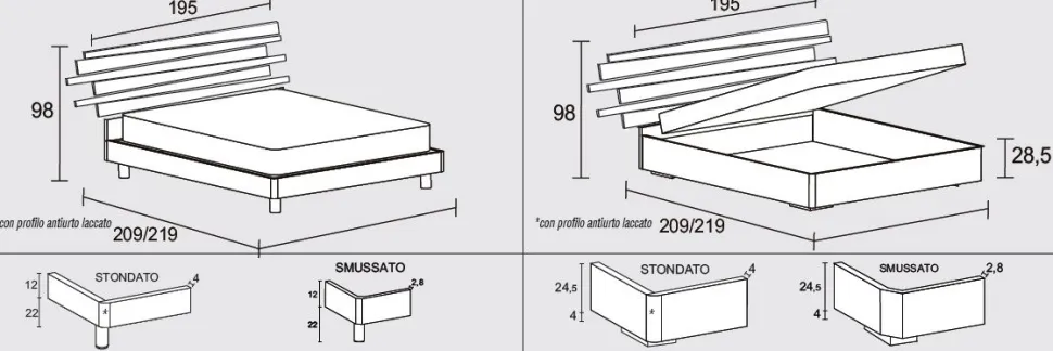 Letto matrimoniale Color linea New Season