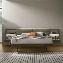 Letto matrimoniale con comodini integrati Yumi disponibile in 2 misure e vari colori