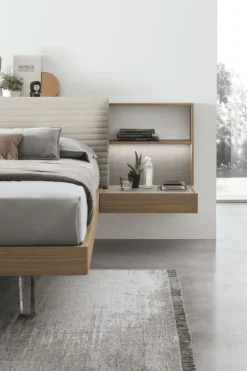 Letto matrimoniale con comodini integrati Yumi disponibile in 2 misure e vari colori
