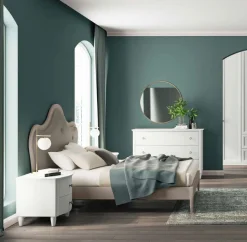 Letto matrimoniale con inserto imbottito in similpelle Classic linea Ginevra disponibile in vari colori