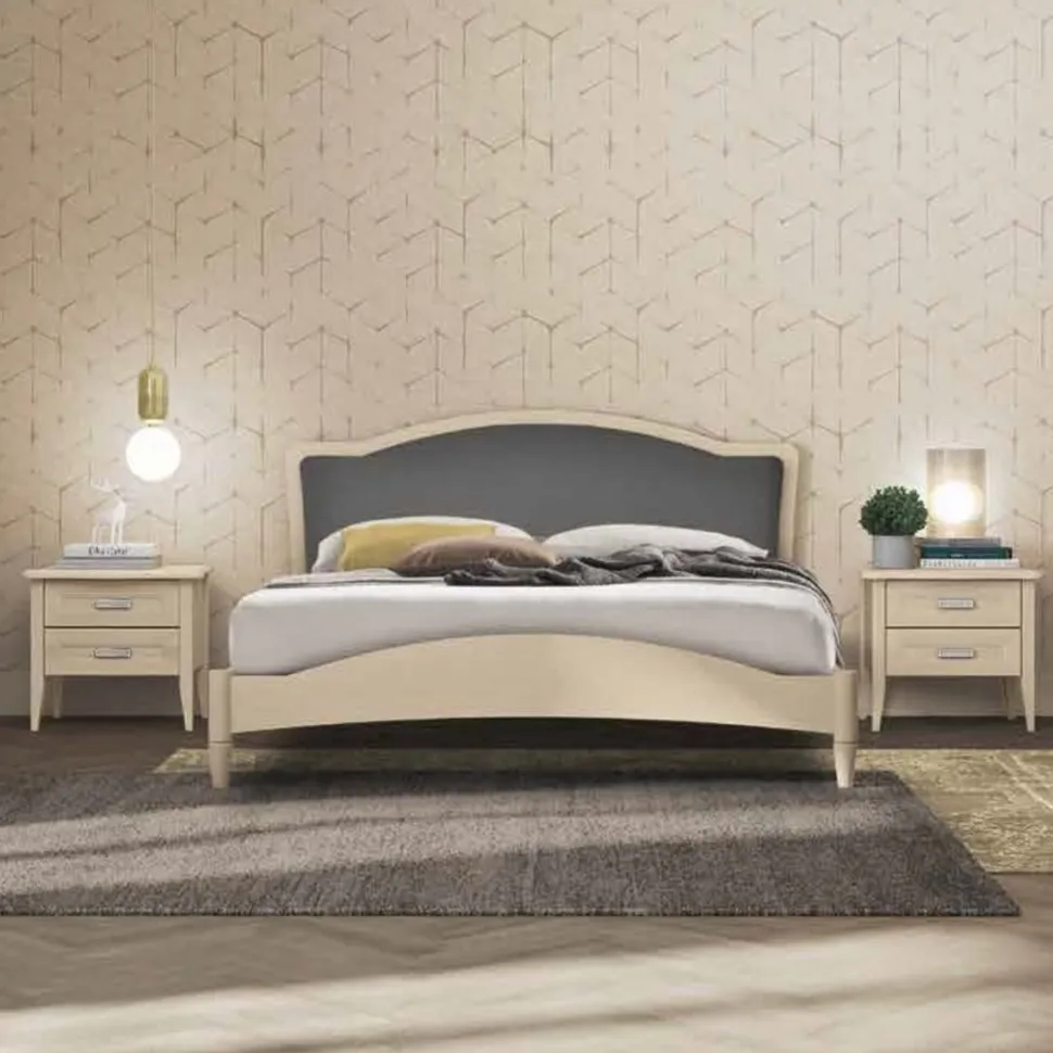Letto matrimoniale con inserto imbottito Meda linea Ginevra disponibile in vari colori